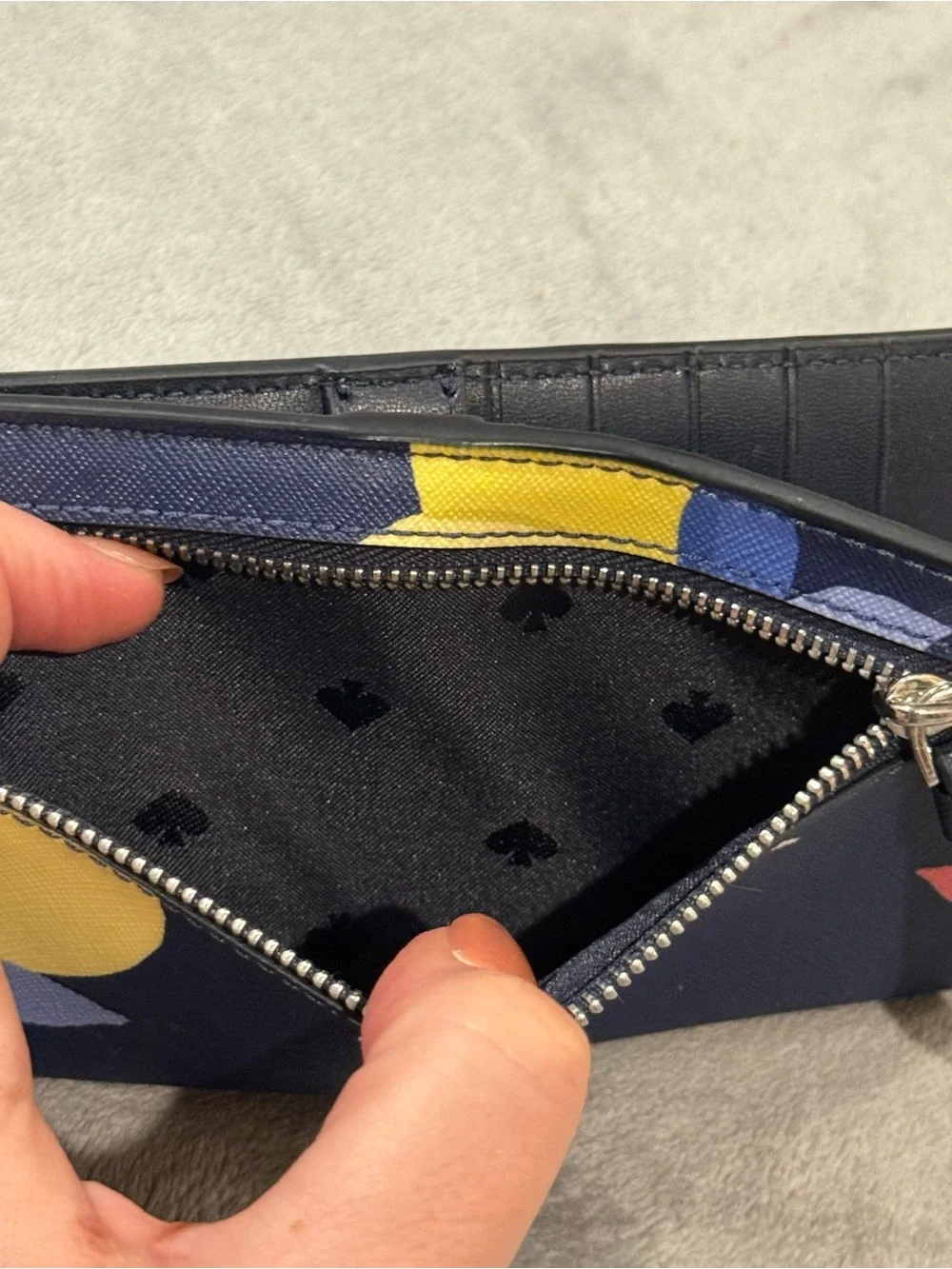 Kate Spade long wallet, NWOT dark blue with lemons